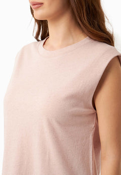 Linen Blend Sleeveless Tee Pastel Pink