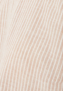 Striped Linen Blend Tie Strap Top Beige/Off White