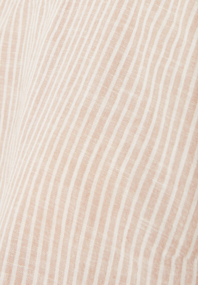 Striped Linen Blend Tie Strap Top Beige/Off White