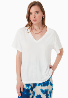 V-Neck Modal Blend T-Shirt Off White