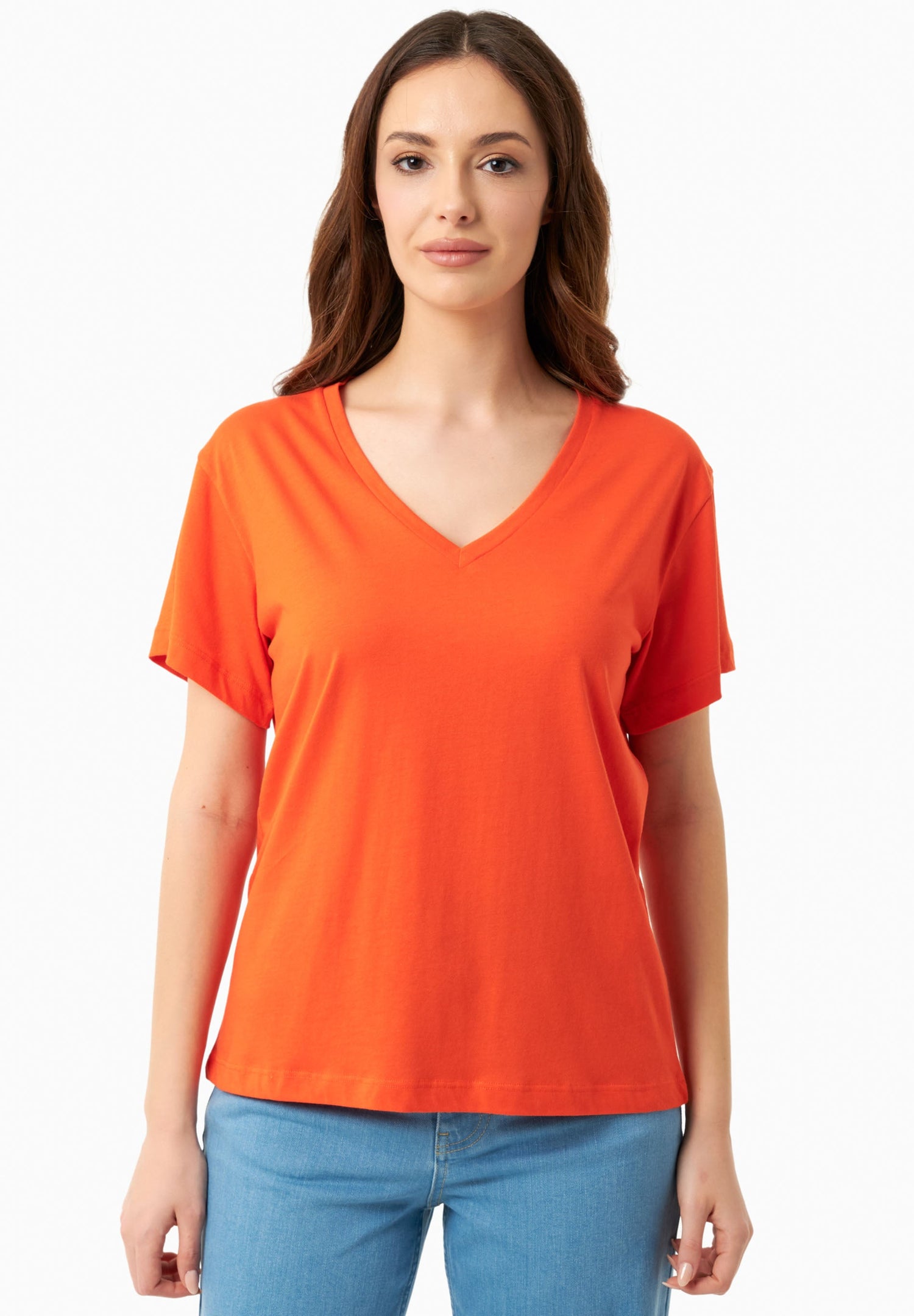 V-Neck Modal Blend T-Shirt Tangerina
