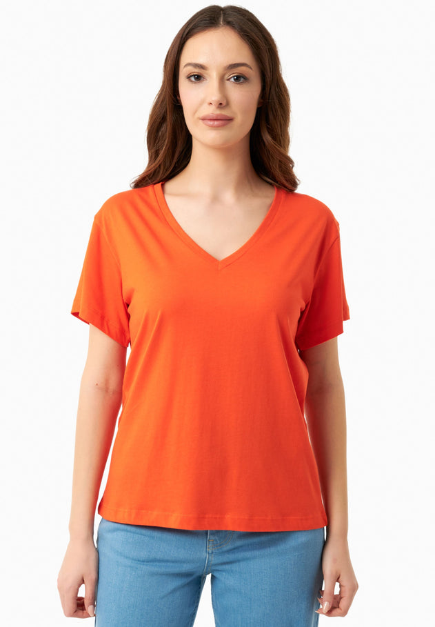 V-Neck T-Shirt Tangerina Orange
