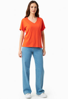 V-Neck T-Shirt Tangerina Orange