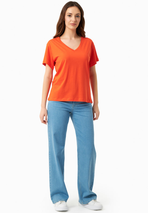 V-Neck T-Shirt Tangerina Orange