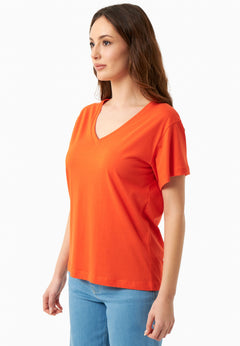 V-Neck T-Shirt Tangerina Orange