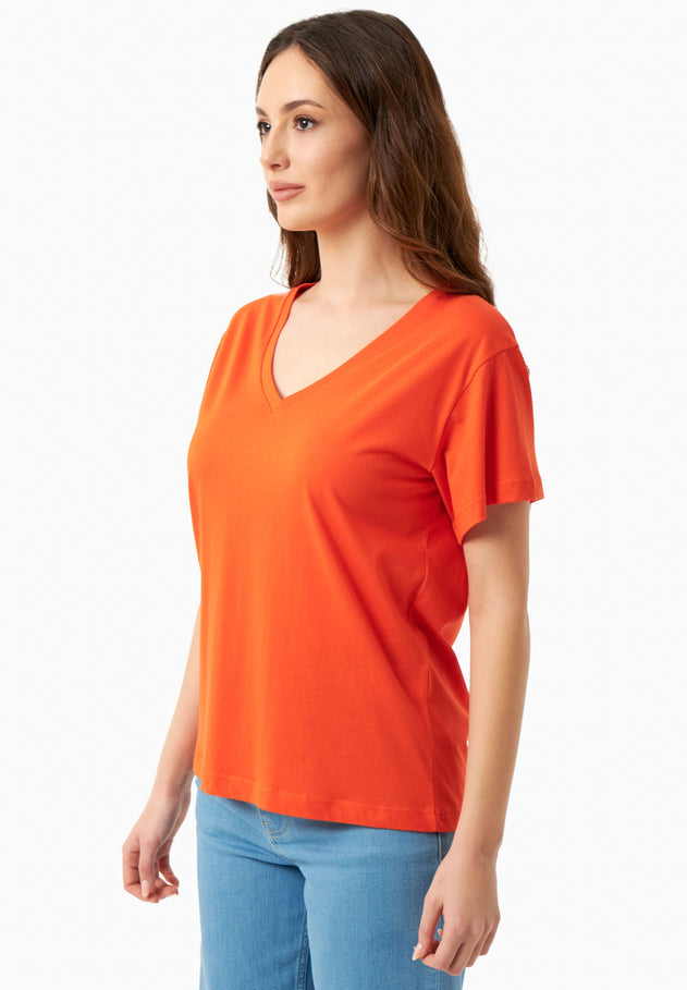 V-Neck T-Shirt Tangerina Orange