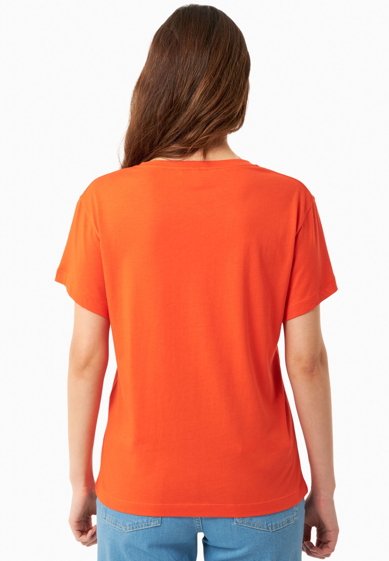 V-Neck Modal Blend T-Shirt Tangerina
