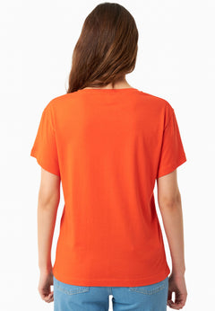 V-Neck T-Shirt Tangerina Orange
