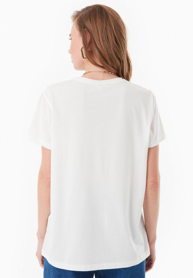Embroidered Flower T-Shirt Off-White