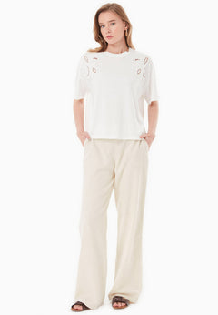 Laser-Cut Embroidery T-Shirt Off-White