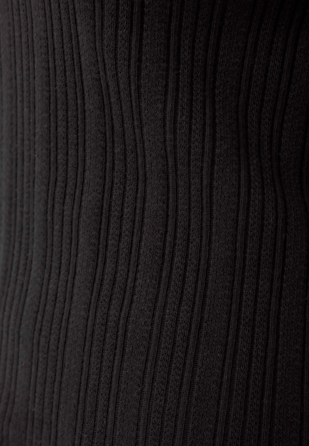 Jacquard Rib Short Sleeved Top Black