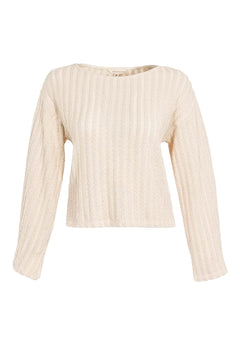 Fantasy Cotton Knit Long Sleeve Natural
