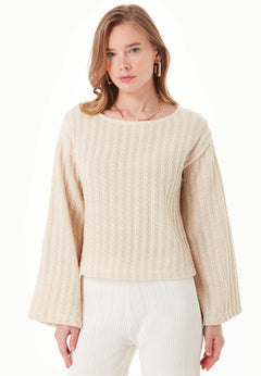 Fantasy Cotton Knit Long Sleeve Natural