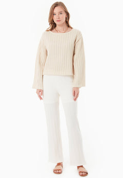 Fantasy Cotton Knit Long Sleeve Natural