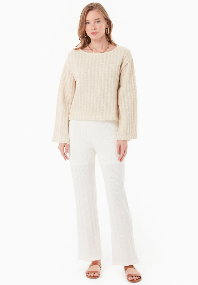 Fantasy Cotton Knit Long Sleeve Natural