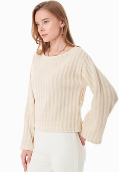 Fantasy Cotton Knit Long Sleeve Natural
