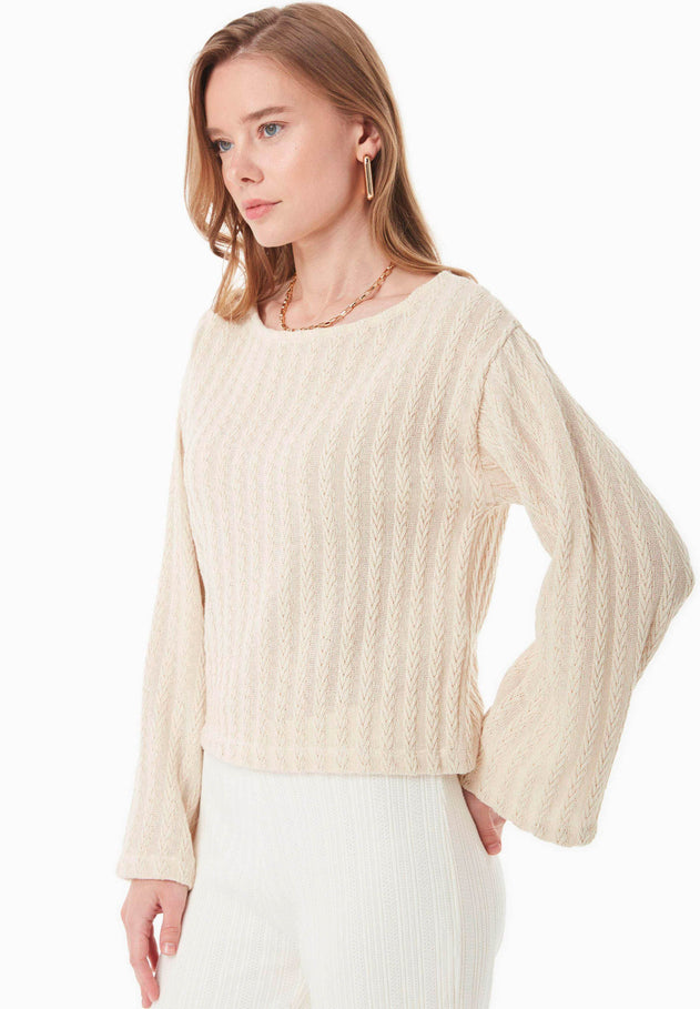 Fantasy Cotton Knit Long Sleeve Natural