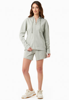Women's Modal Blend Zipper Hoodie Green Moss