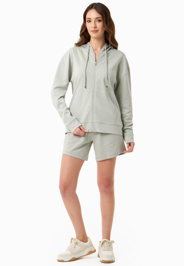 Women's Modal Blend Zipper Hoodie Green Moss