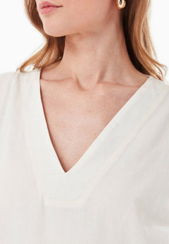 Sleeveless Linen Blend Mini Dress Off White