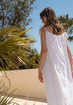 Organic Cotton Jacquard Dress White