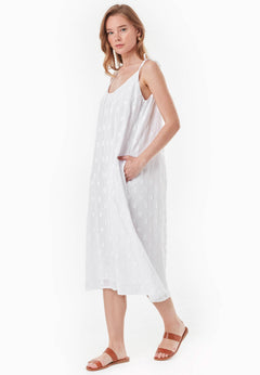 Organic Cotton Jacquard Dress White