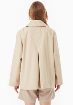 Women's Short Organic Cotton Trench Coat Stone