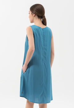 Loose Fit Round Neck Lyocell Dress Ocean