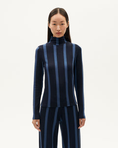 Ellen Top Navy Striped Wool