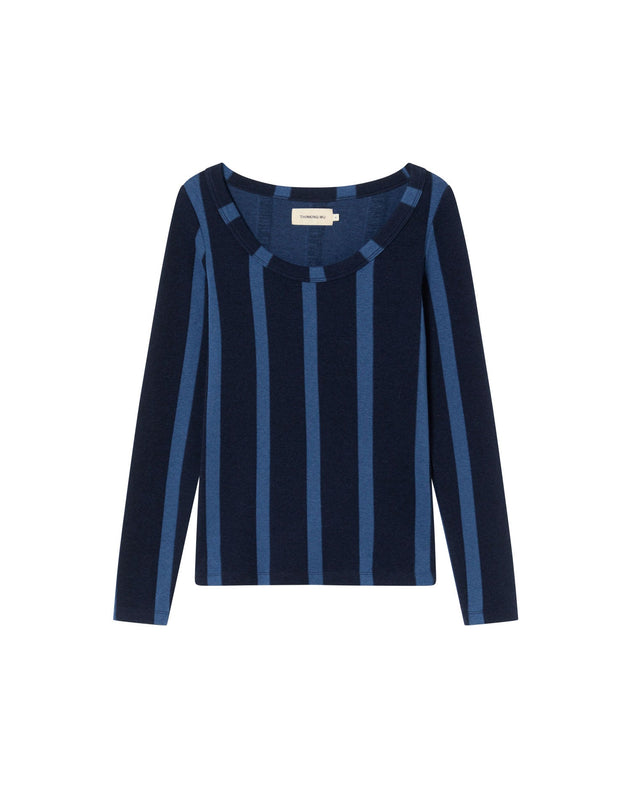 Casilda Wool Top Black/Navy Stripes