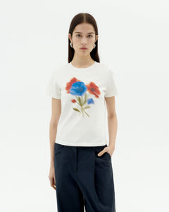 Blurry Flower Ida T-Shirt White