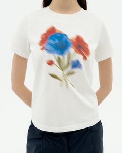 Blurry Flower Ida T-Shirt White