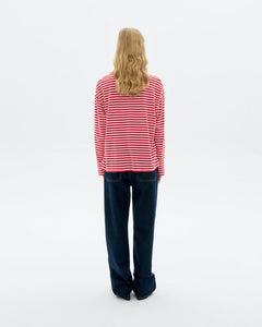 Emily R Long Sleeve Striped T-Shirt Red/White