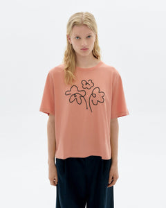 Lucia T-Shirt Hand Embroidered Flower Pink
