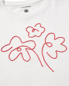 Lucia Hand Embroidered Flower T-Shirt White