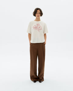 Lucia Hand Embroidered Flower T-Shirt White