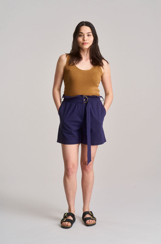 Nala Cheesecloth Shorts Solid Navy