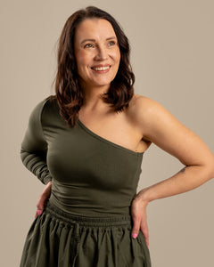 One-Shoulder Shirt Khaki