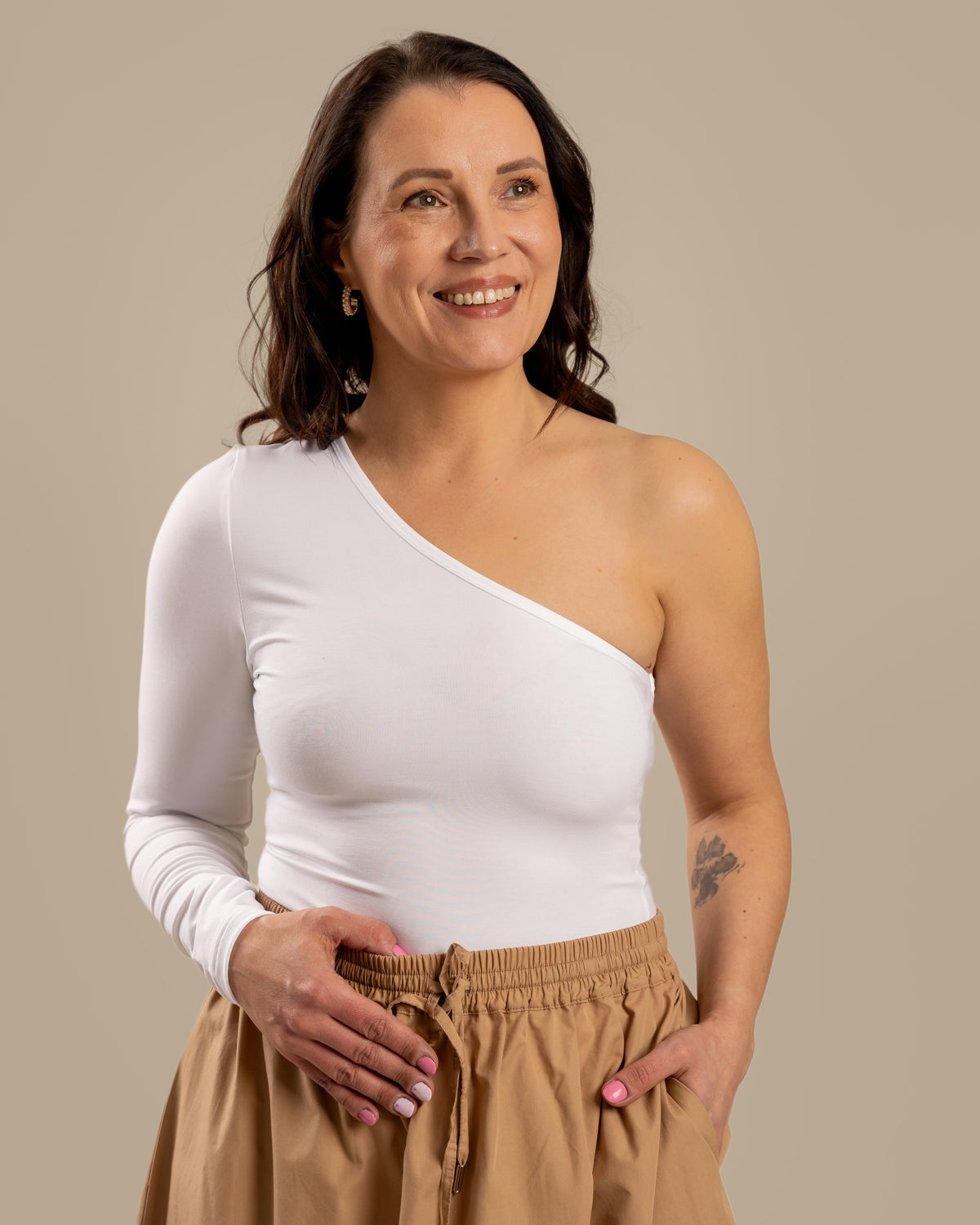 One-Shoulder Shirt White