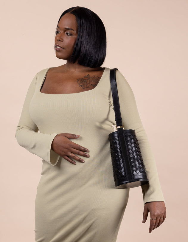 Zola Woven Leather Laukku Musta