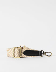 Herringbone Laukunhihna Hiekka & Musta, Classic -nahka