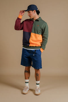 Color Block Half Zip Sweater 