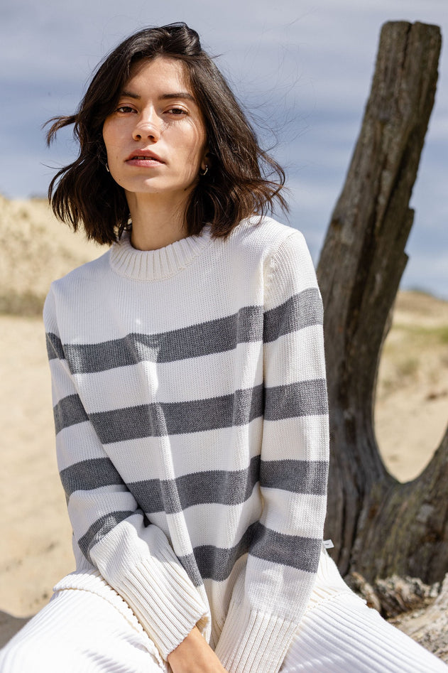 Marina Merino Jumper Grey Striped