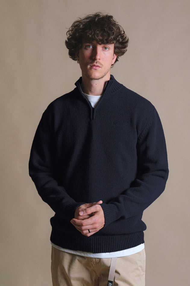 Bernia Quarter Zip Knit Ocean Blue