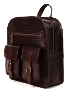 Leather Backpack Mod 136 Cuoio Dark Brown