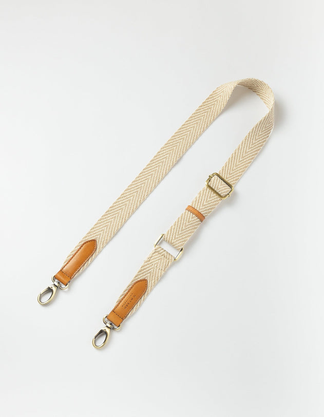 Herringbone Laukunhihna Hiekka & Cognac