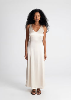 Elena Long Satin Dress Champagne