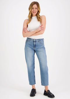 Amy Cropped Barrel Leg Jeans Blue