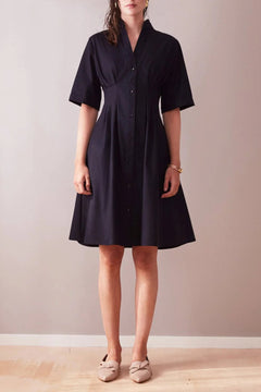 Asa Shirt Dress Black Knee Length - Studio Heijne