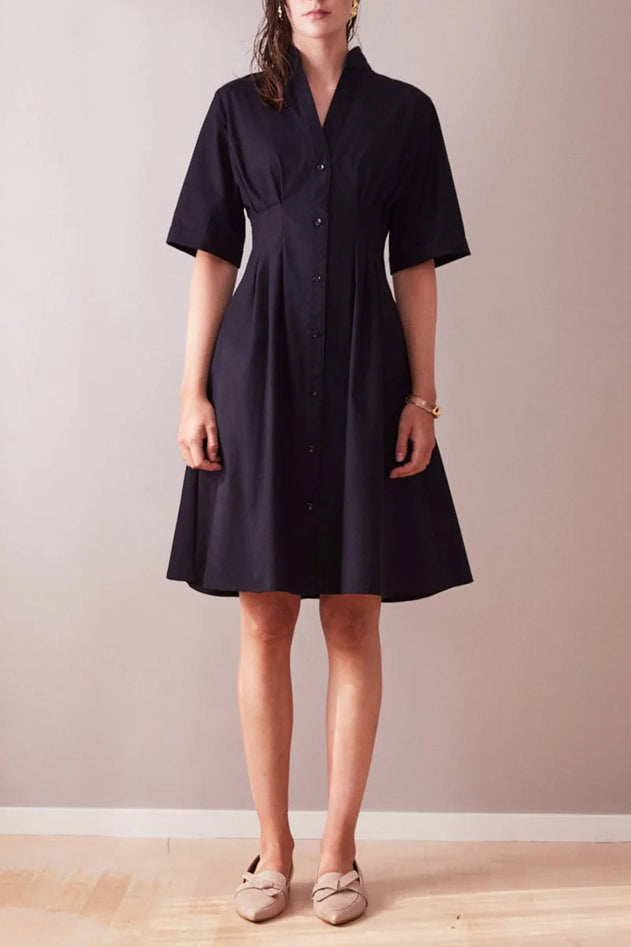 Asa Shirt Dress Black Knee Length - Studio Heijne